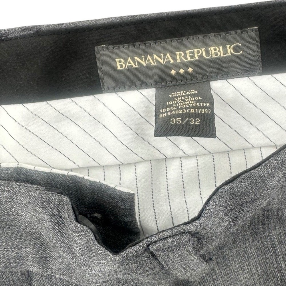 Banana Republic Mens Grey 100% Wool Dress Pants Flat Front Straight Leg 35x32 - Picture 5 of 8